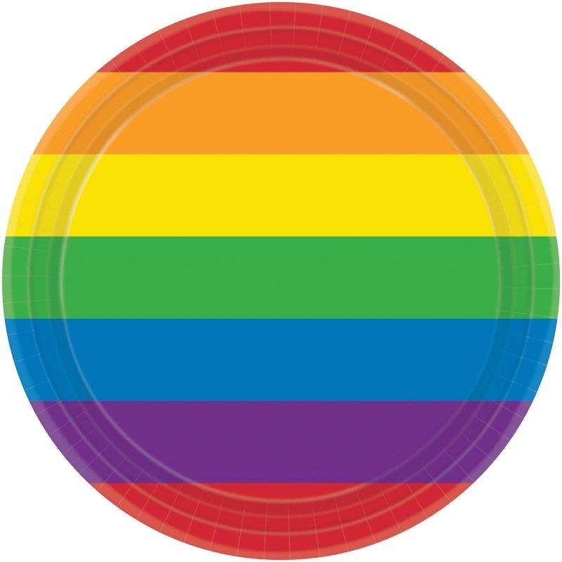 Rainbow Pride Round Paper Lunch Plates Pack of 8