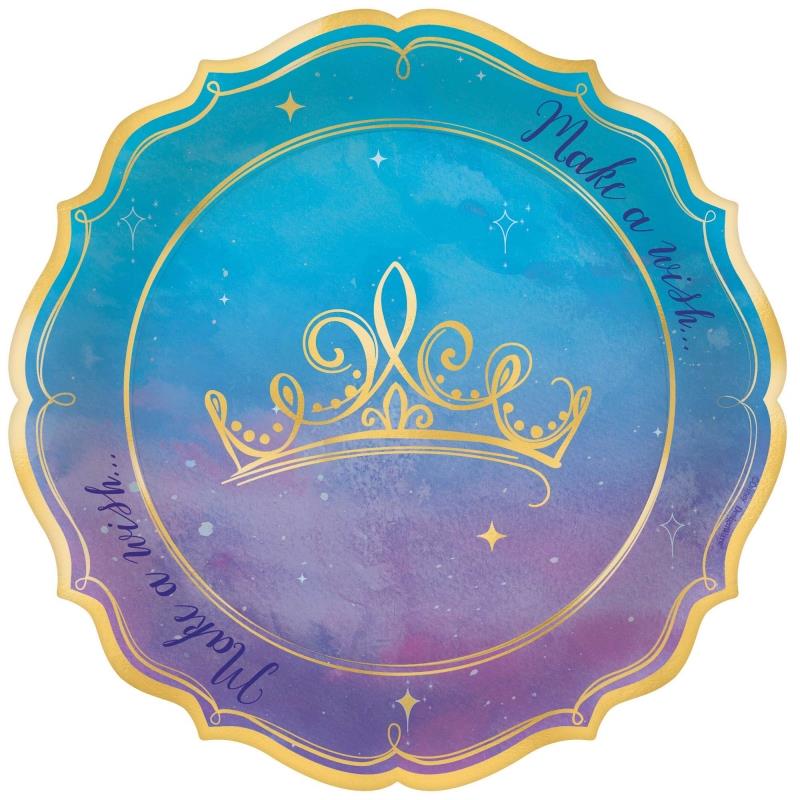 Disney Princess Once Upon a Time 17cm Metallic Shaped Plates Pack of 8