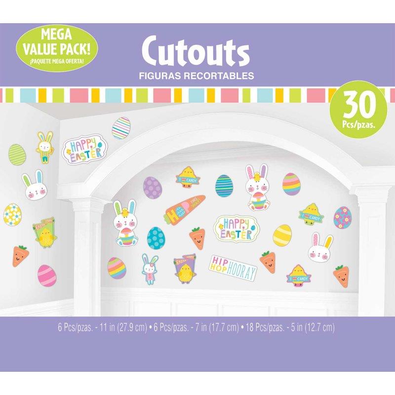 Hello Bunny Happy Easter Cutouts Mega Value Pack of 30