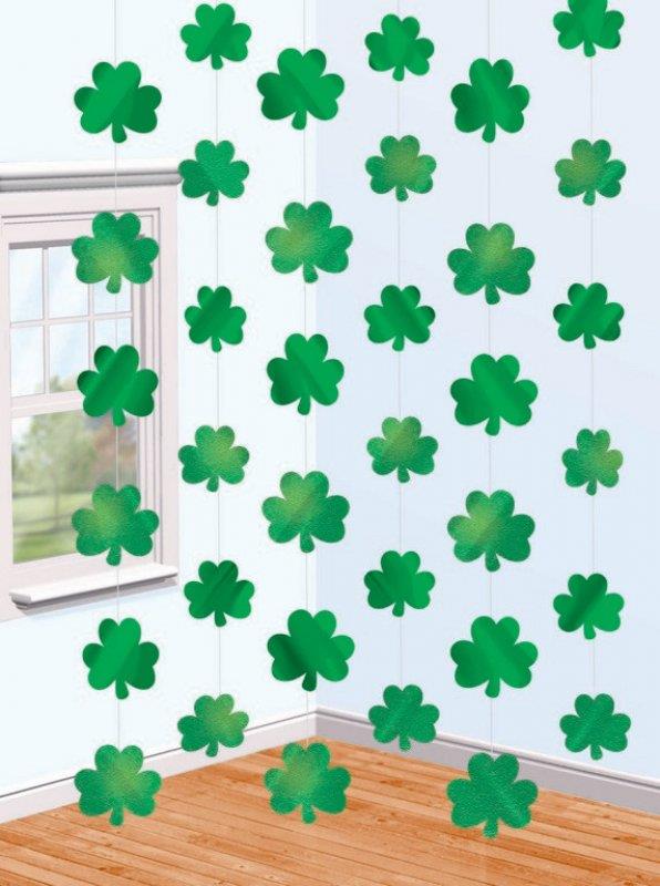 St. Patrick's Day Shamrock Hanging Foil Decorations Pack Of 6