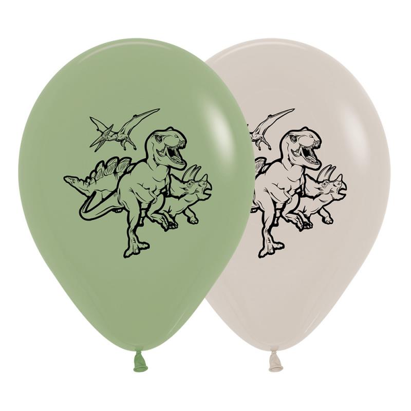 Dinosaurs Sempertex 30cm Fashion Eucalyptus White Sand Latex Balloons Pack of 25
