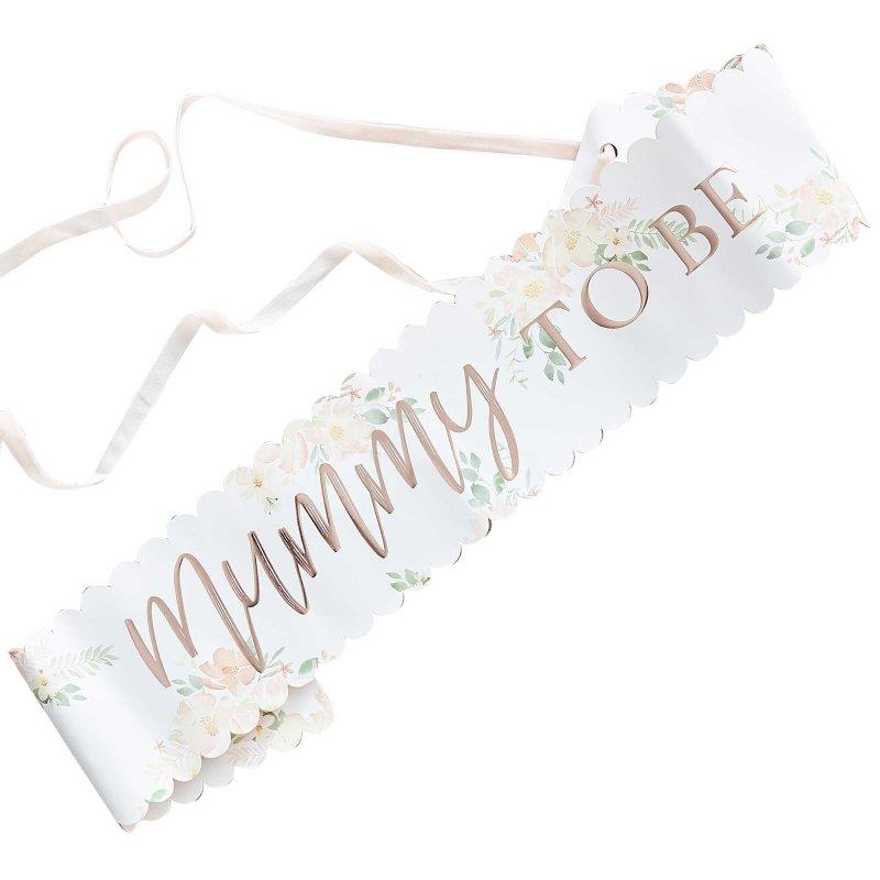 Baby in Bloom Mummy to Be Foil Sash Adult Costume Accessory