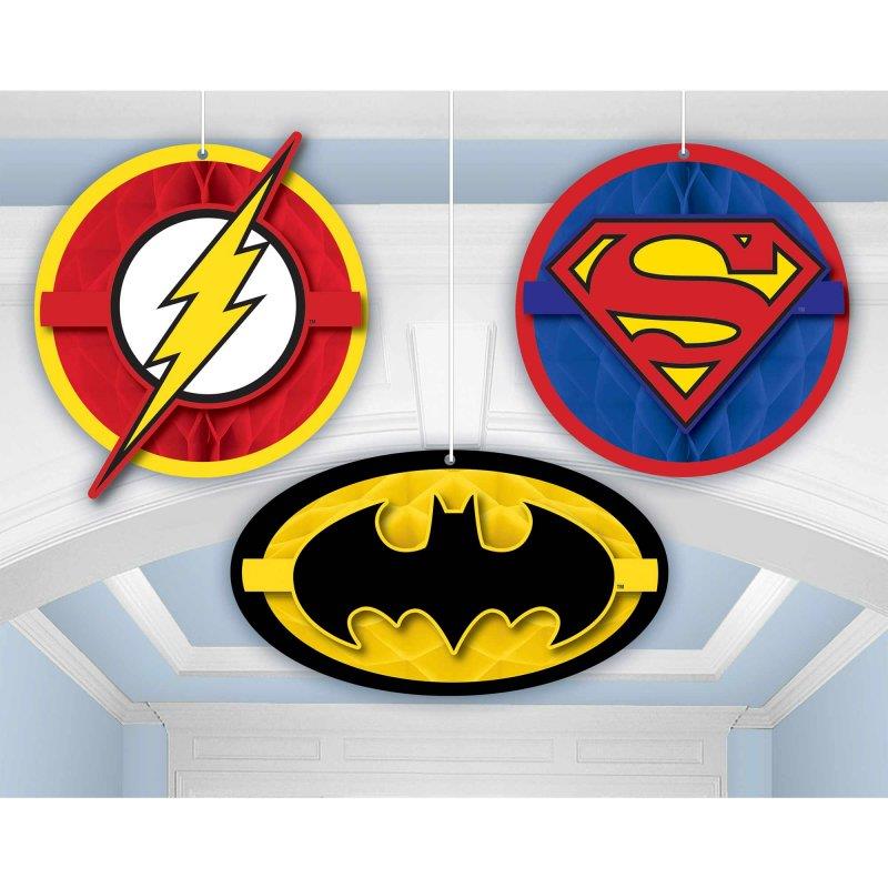 Justice League Heroes Unite Honeycomb Hanging Decorations Pack of 3