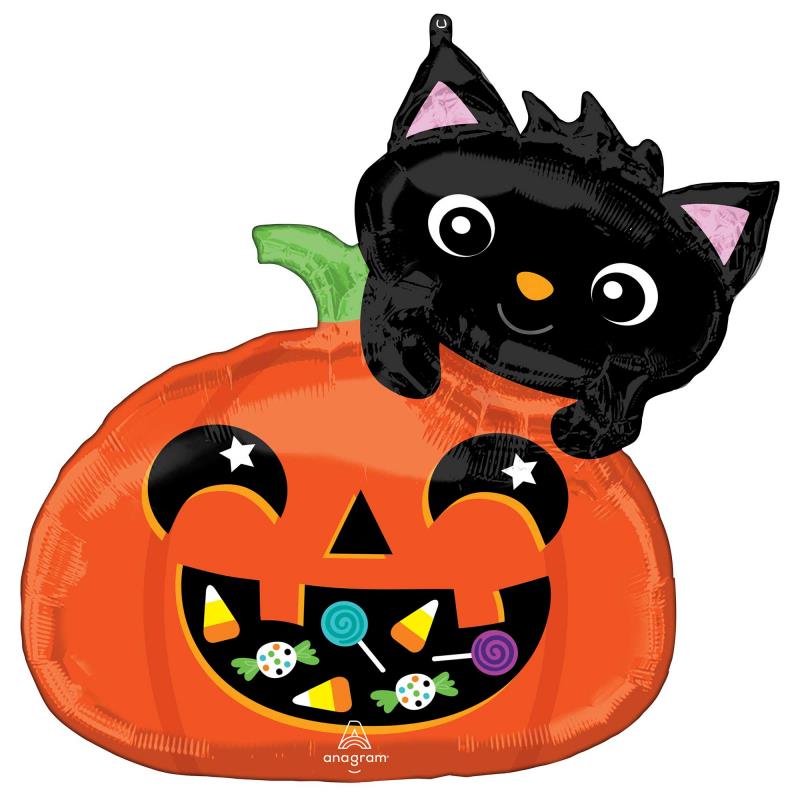 SuperShape XL Cat Candy Pumpkin Foil Balloon