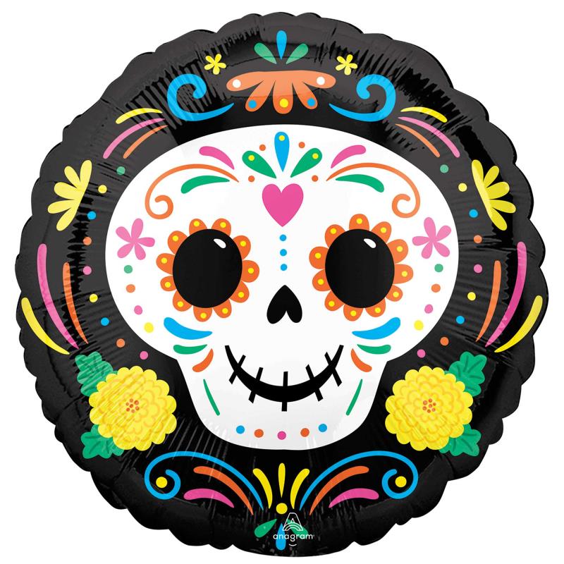 Day of the Dead Skull 45cm Foil Balloon
