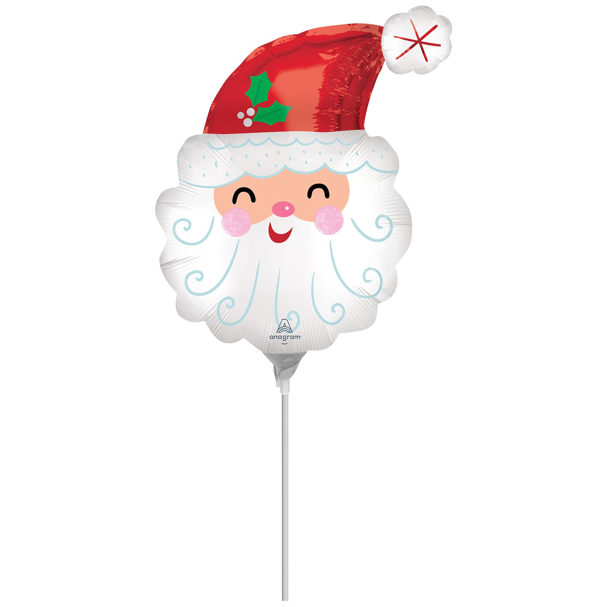Mini Shape Smiley Satin Santa Head Foil Balloon