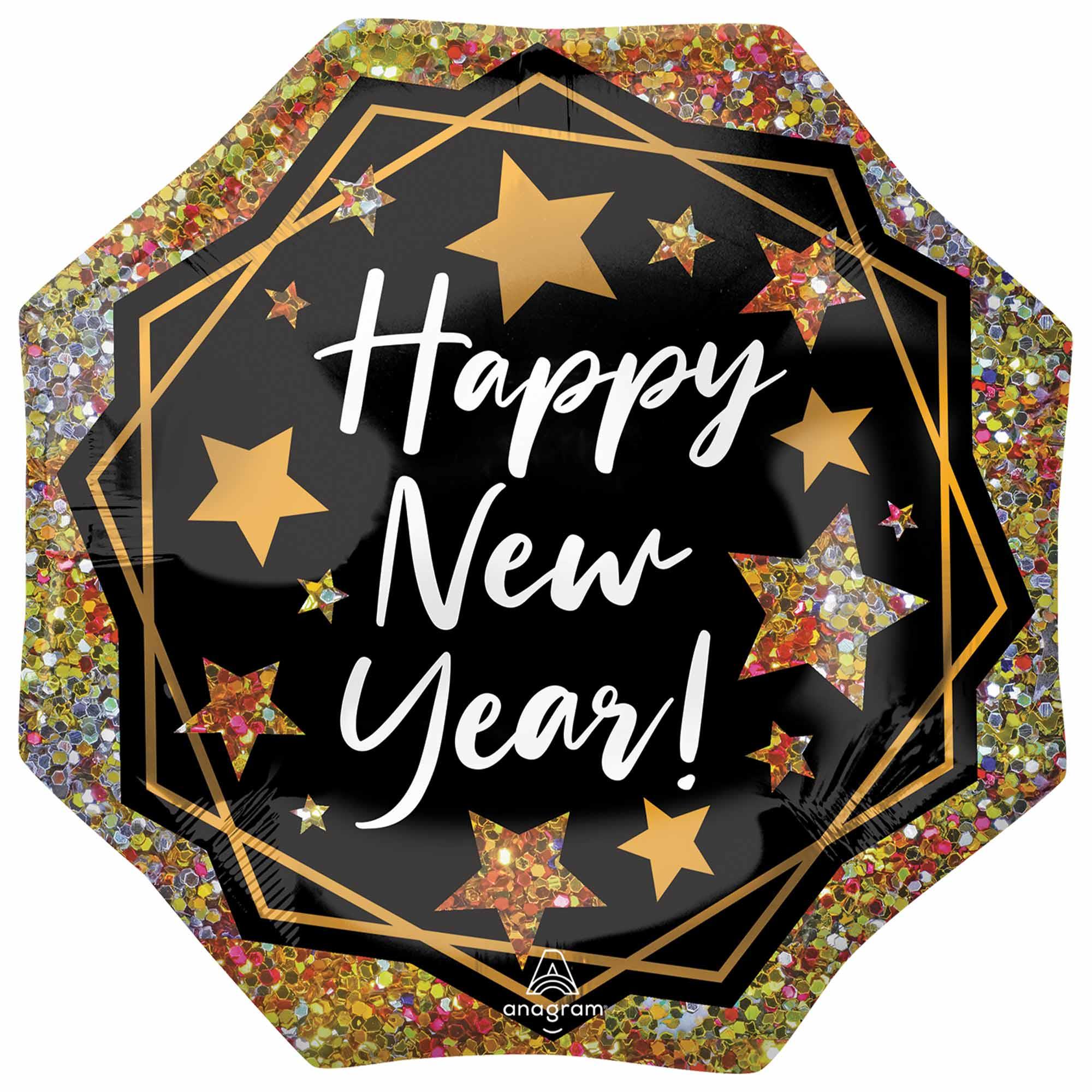 SuperShape XL Happy New Year Gold Sparkle Foil Balloon