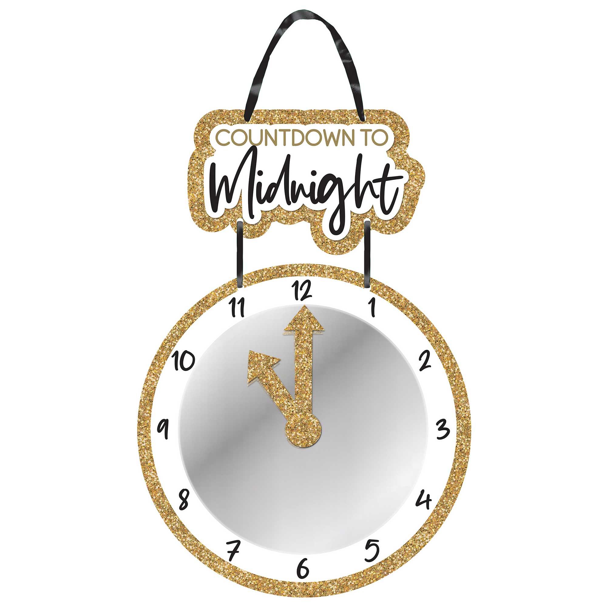Countdown to Midnight Mirror Clock MDF Hanging Sign