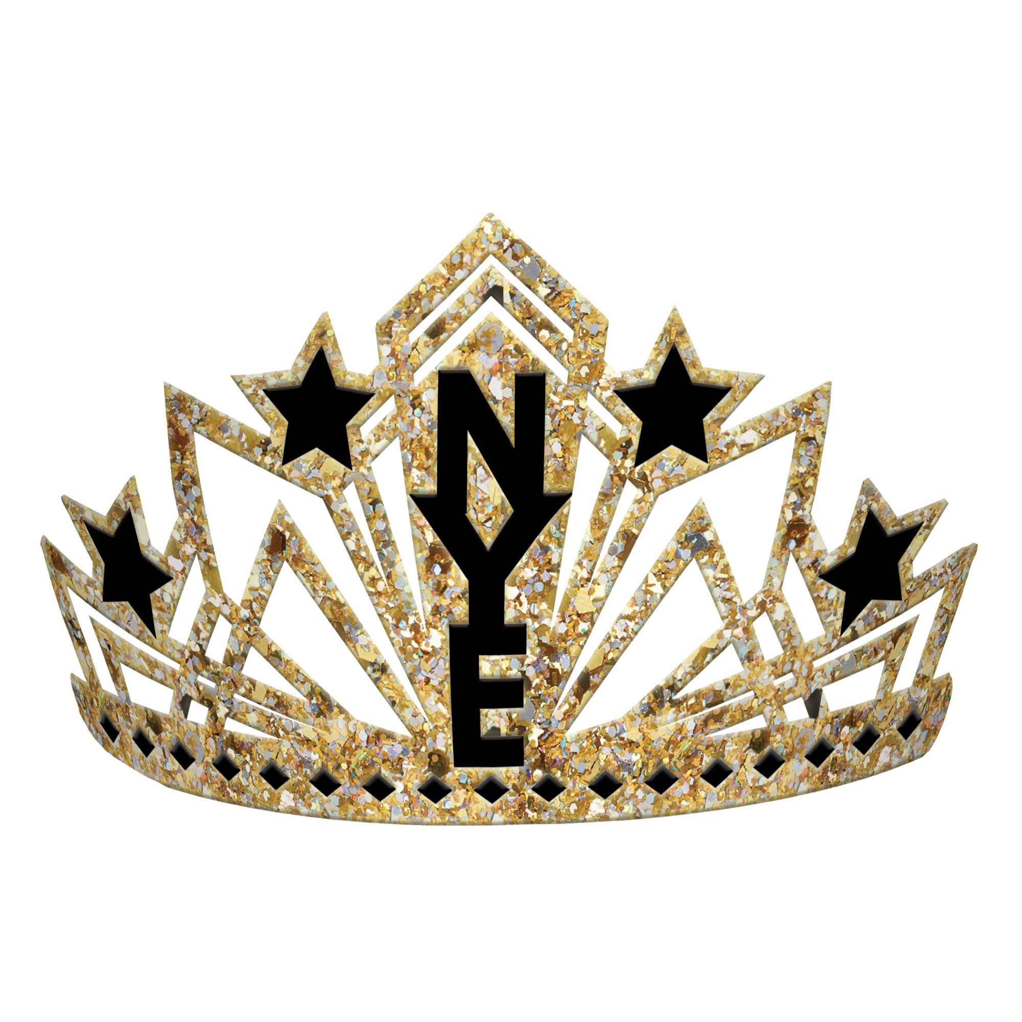 NYE Glitter Black Gold Crown Adult Costume Accessory