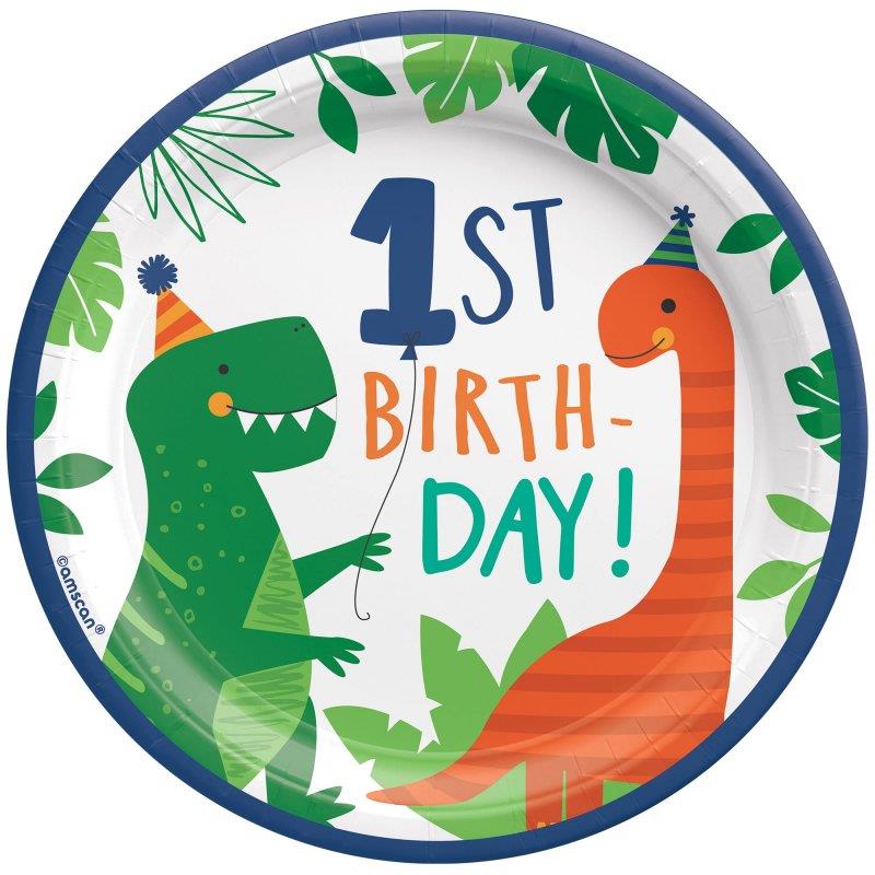 Dino-Mite Party Dinosaur 1st Birthday 17cm Paper Plates Pack of 8