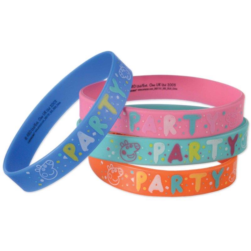 Peppa Pig Confetti Party Rubber Bracelet Favours Pack of 4