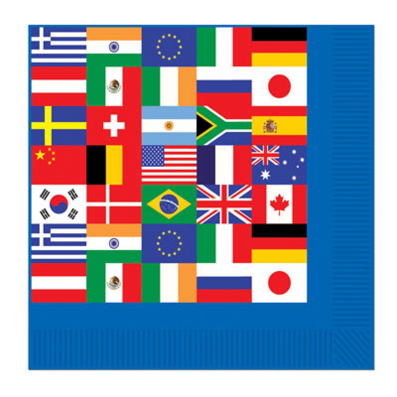 International Flags Lunch Napkins Pack of 16