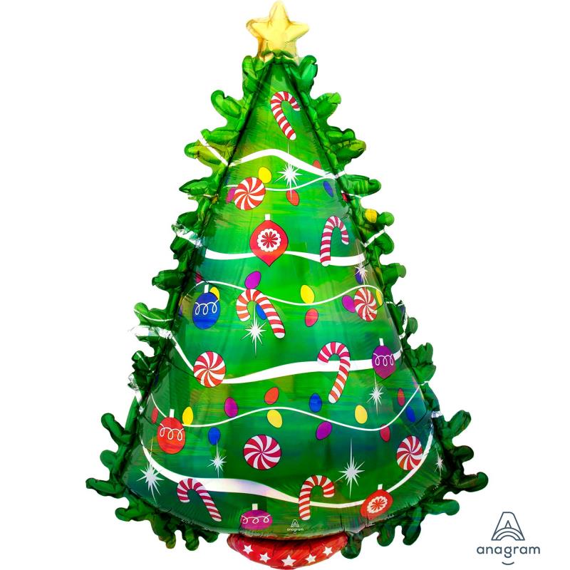 Supershape Holographic Green Christmas Tree Foil Balloon