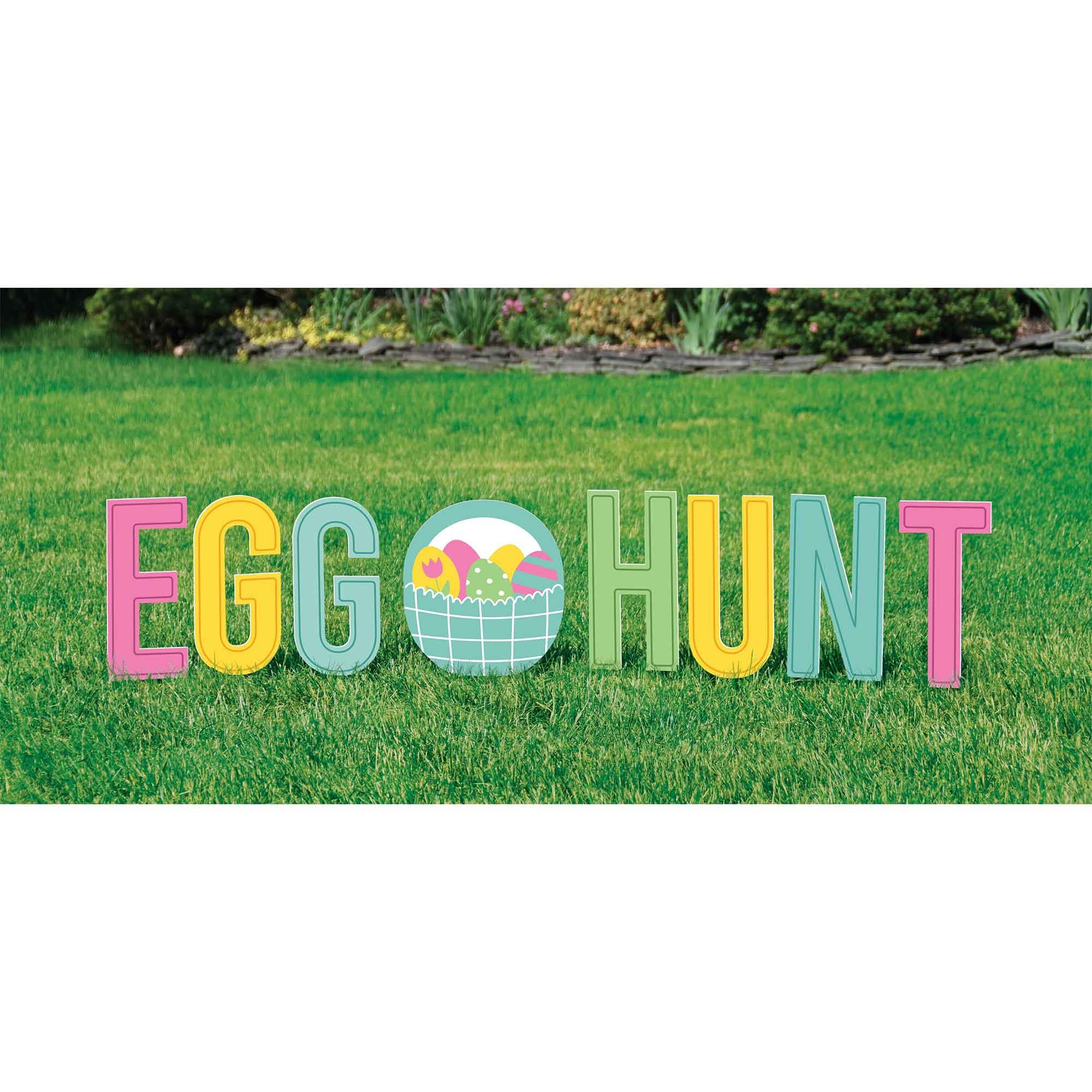 Easter Egg Hunt Basket Yard Signs Pack of 9