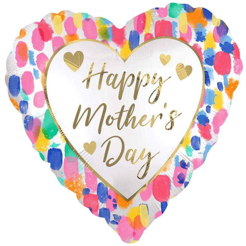 Happy Mother's Day Colourful Watercolour Satin 45cm Foil Balloon