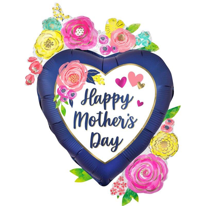 SuperShape Happy Mother's Day Watercolour Floral Satin Foil Balloon