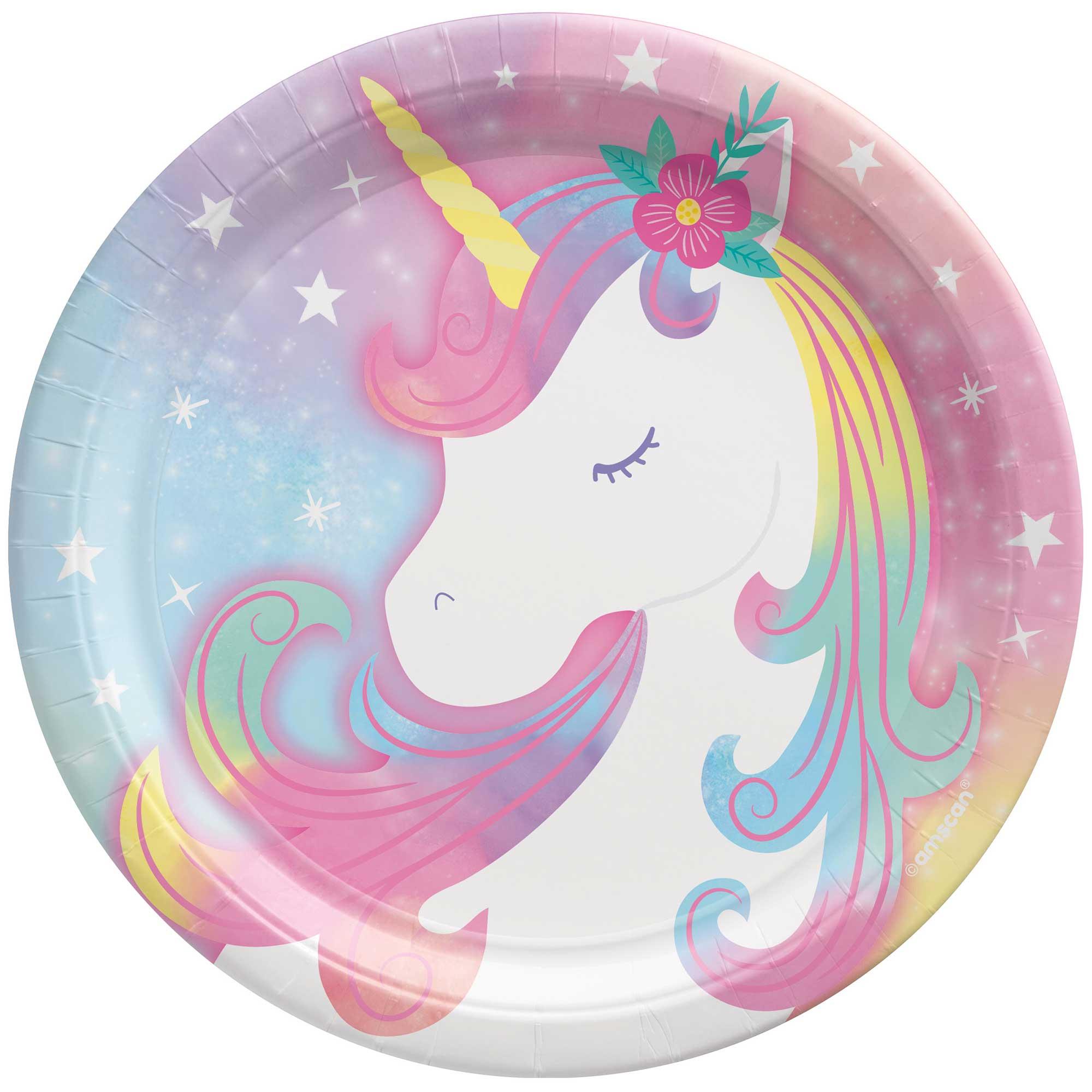 Enchanted Unicorn 17cm Round Paper Plates, Pack of 8
