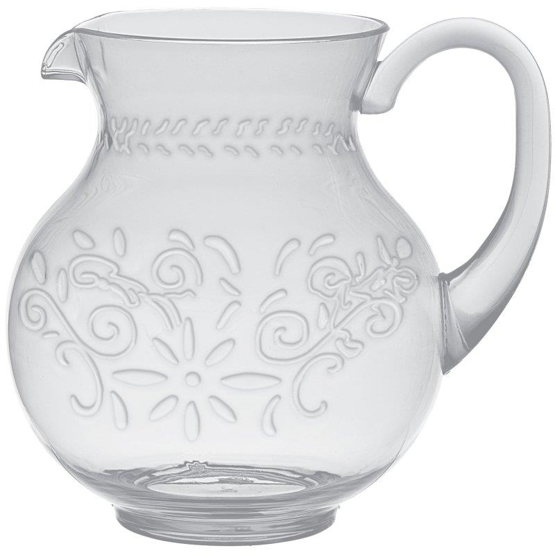 Boho Vibes Clear Floral Debossed Finish Pitcher Jug