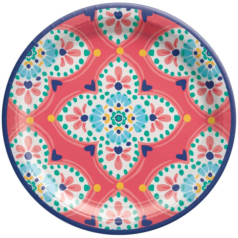 Boho Vibes 17cm Round Paper Lunch Plates Pack of 8