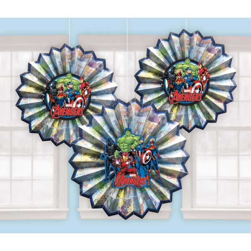 Marvel Avengers Powers Unite Paper Fan Decorations Pack of 3