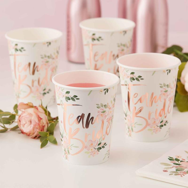 Floral Hen Party Paper Cups Pack of 8
