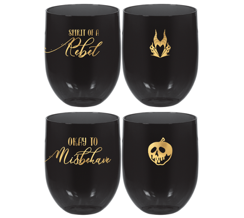 Disney Villains Stemless Drinking Glasses Pack of 4