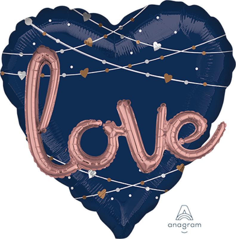 Multi-Balloon Heart Navy Bride Love Foil Balloon