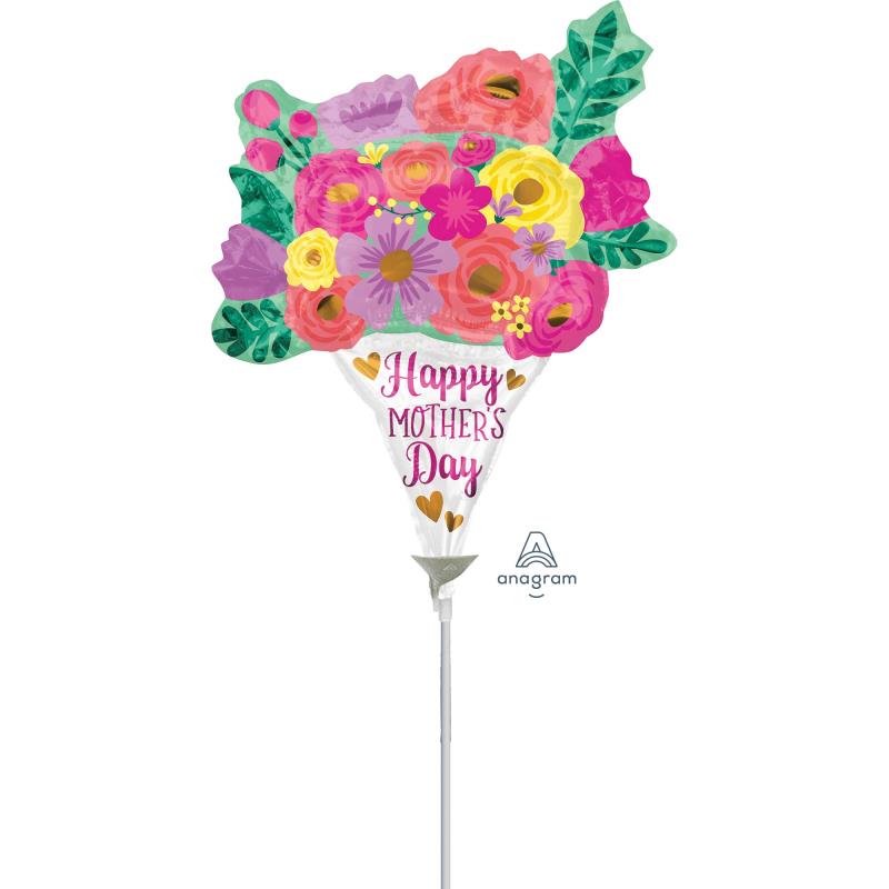 Mini Shape Happy Mother's Day Lovely Floral Bouquet Foil Balloon