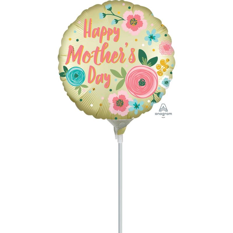 Happy Mother's Day Satin Infused Pastel Yellow 22cm Foil Balloon