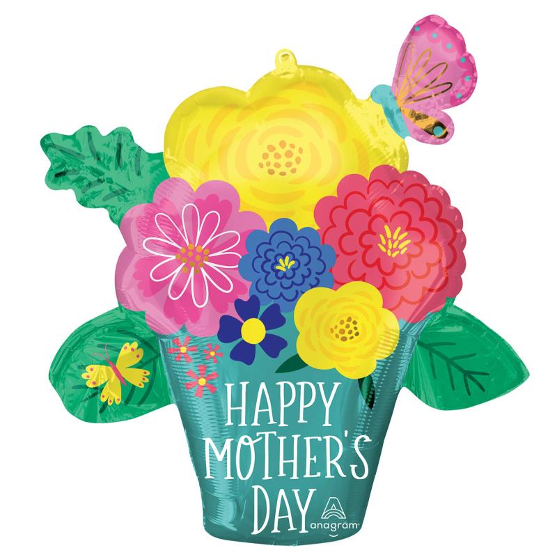 SuperShape Happy Mother's Day Pretty Flower Pot Foil Balloon