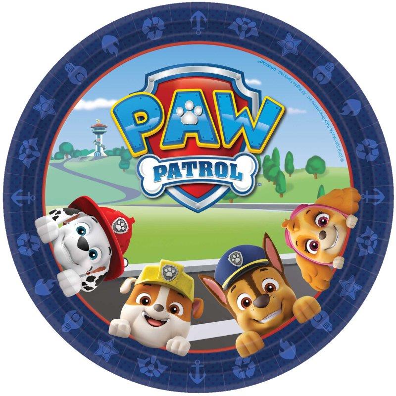 Paw Patrol Adventures 23cm Round Plates Pack of 8