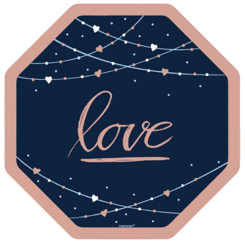 Navy Bride 25cm Octagonal Love Plates Pack of 8