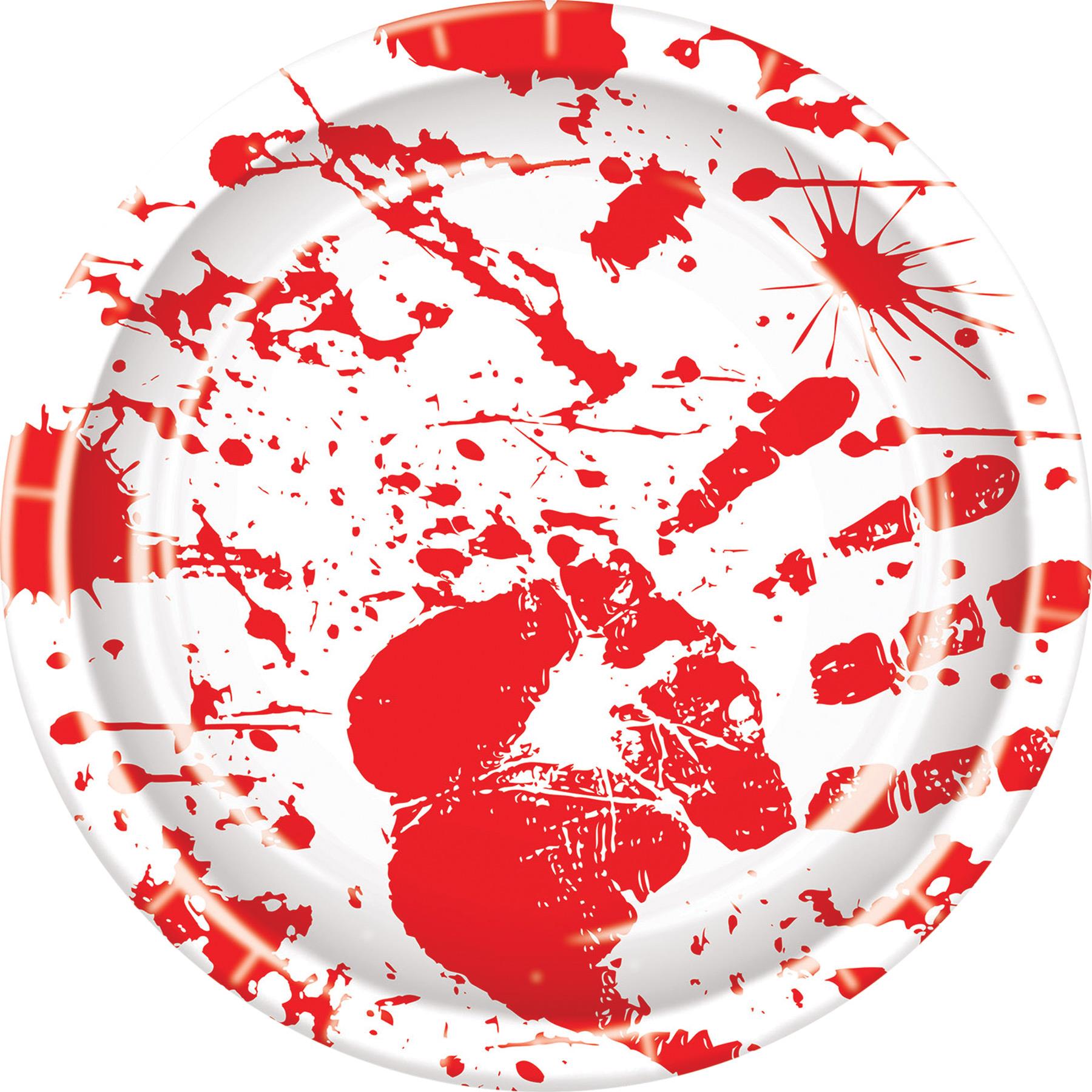 Bloody Handprints Plates Pack of 8