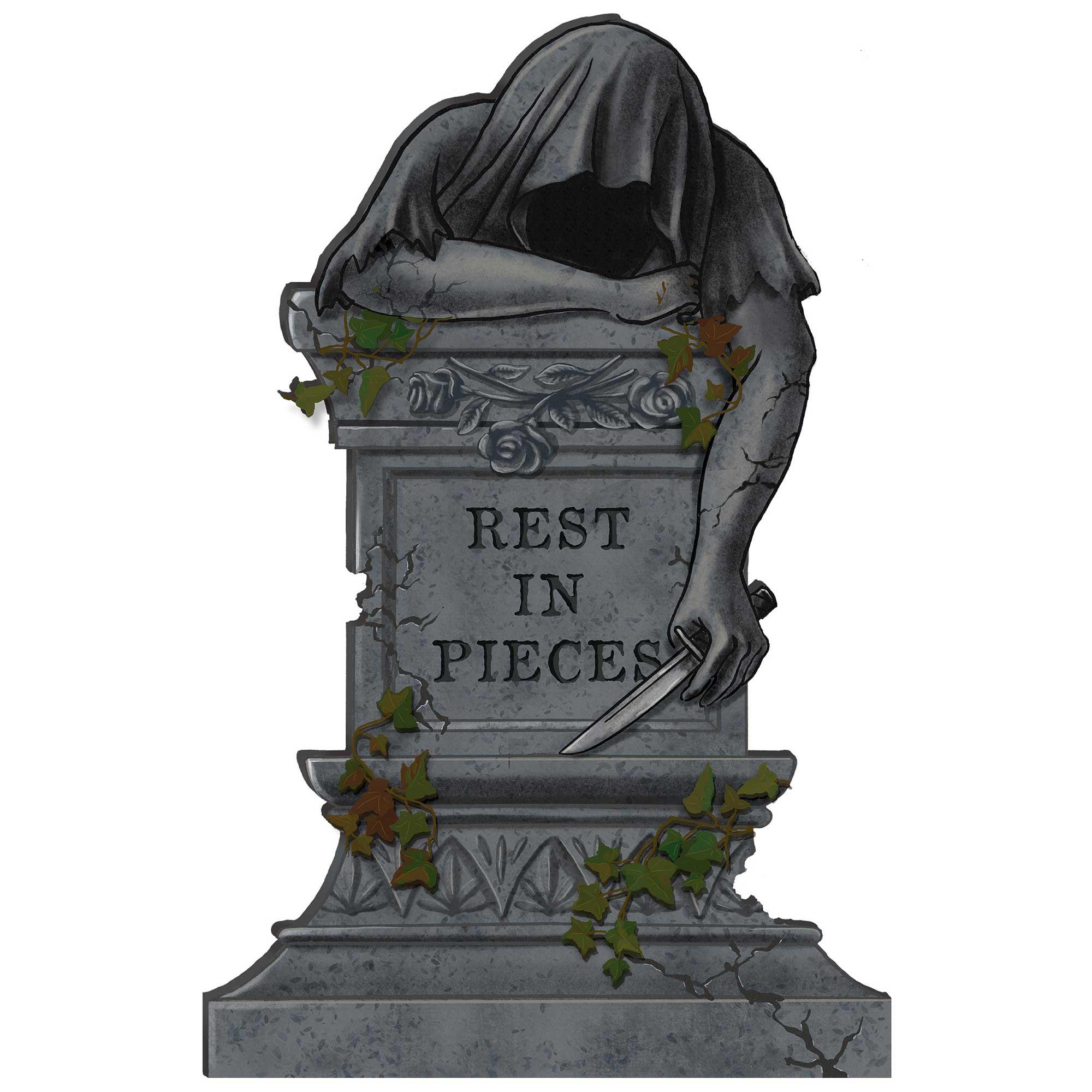 Rest in Pieces Styrofoam Tombstone Halloween Prop