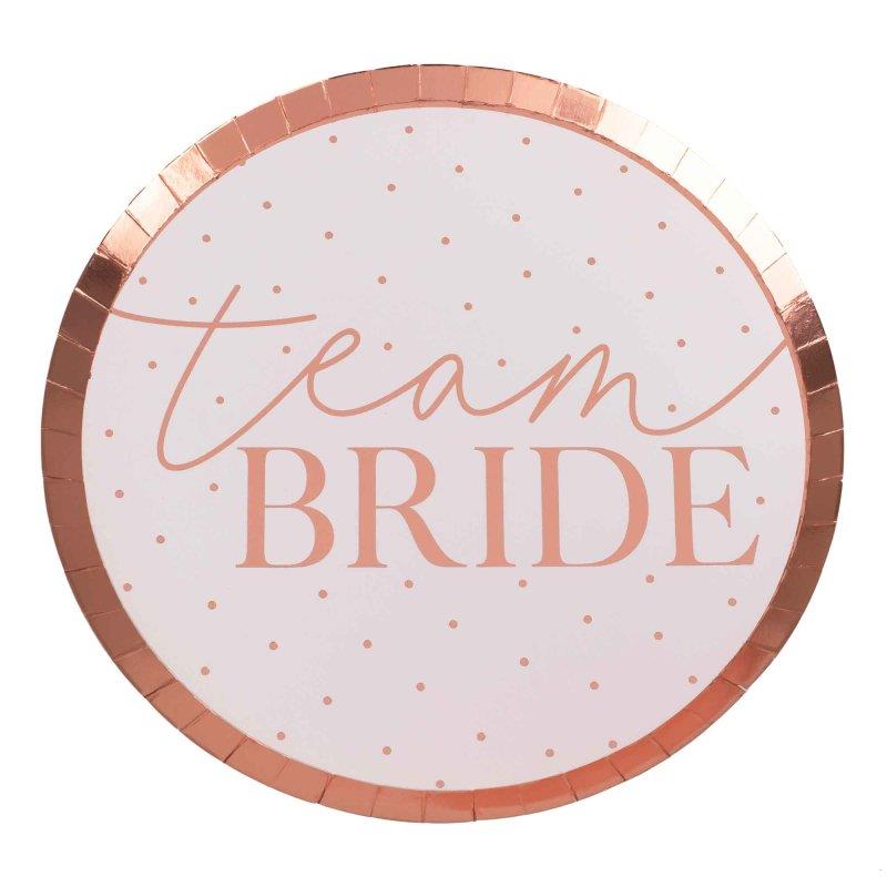 Hen Party Rose Gold Team Bride Plates Pack of 8