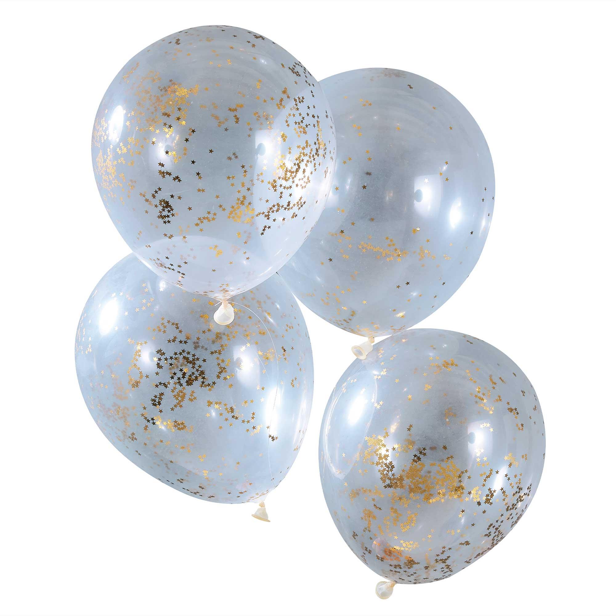 Christmas Gold Glitter Star Confetti Balloons Pack of 5