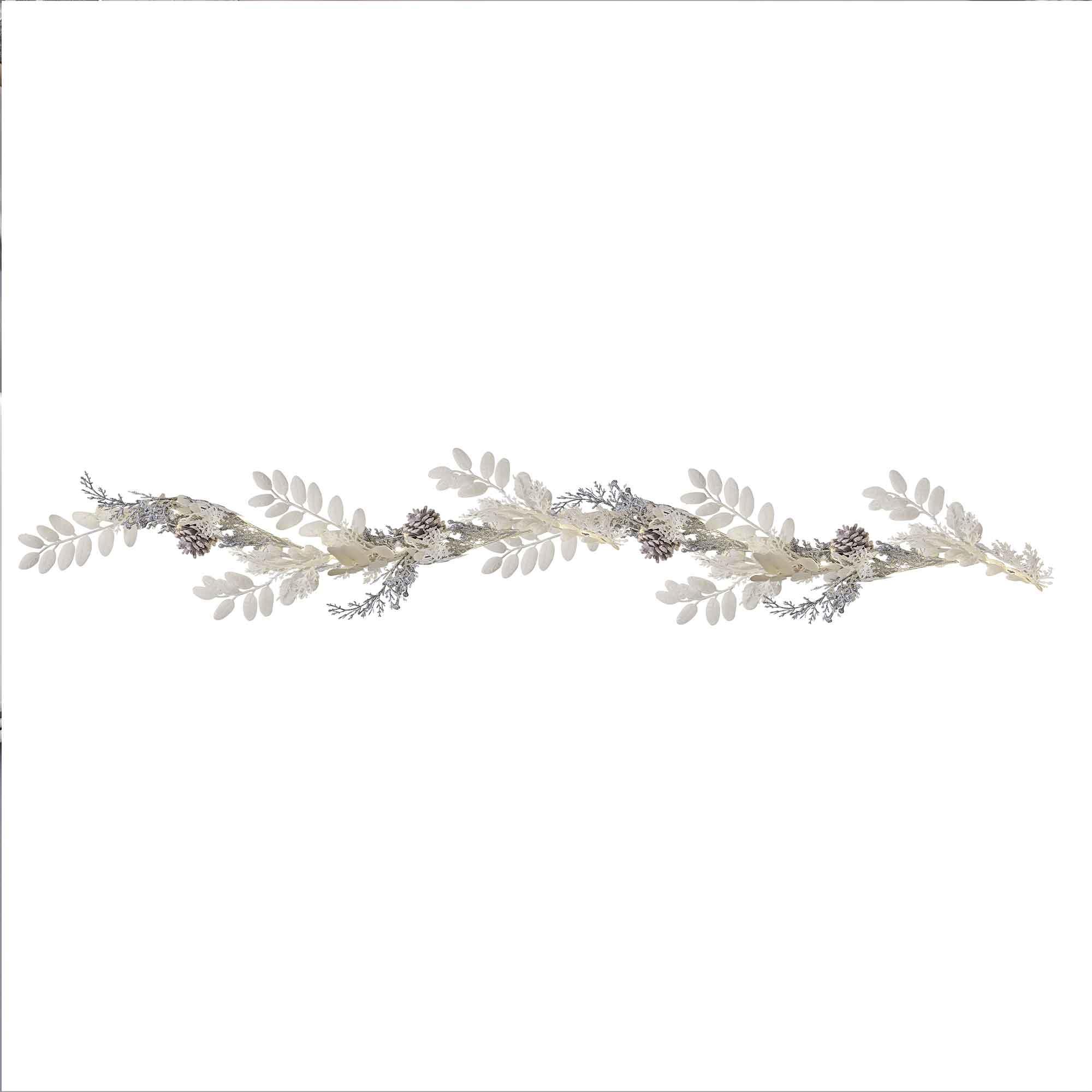 Christmas Silver Glitter Foliage Garland