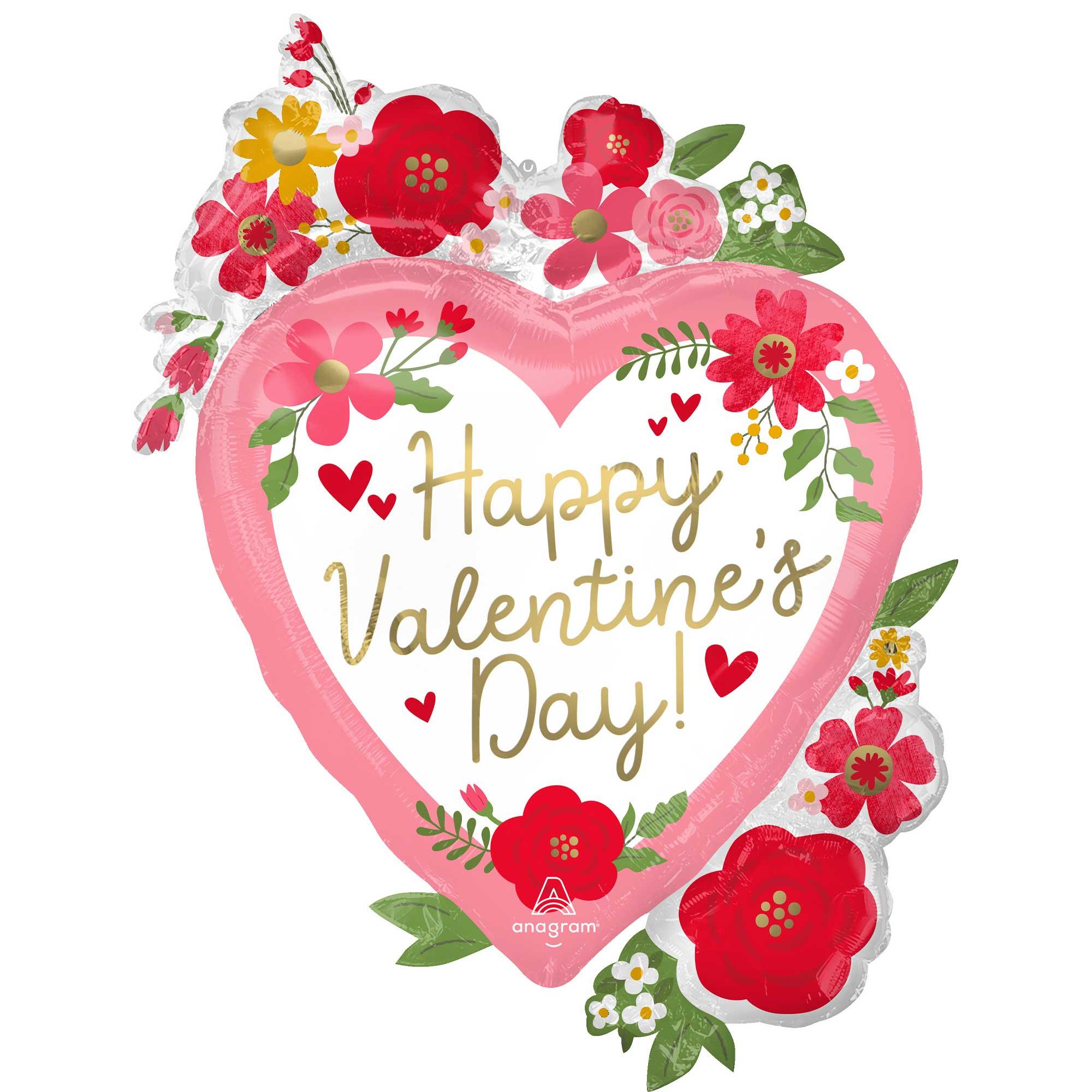 SuperShape Happy Valentine's Day Floral Foil Balloon