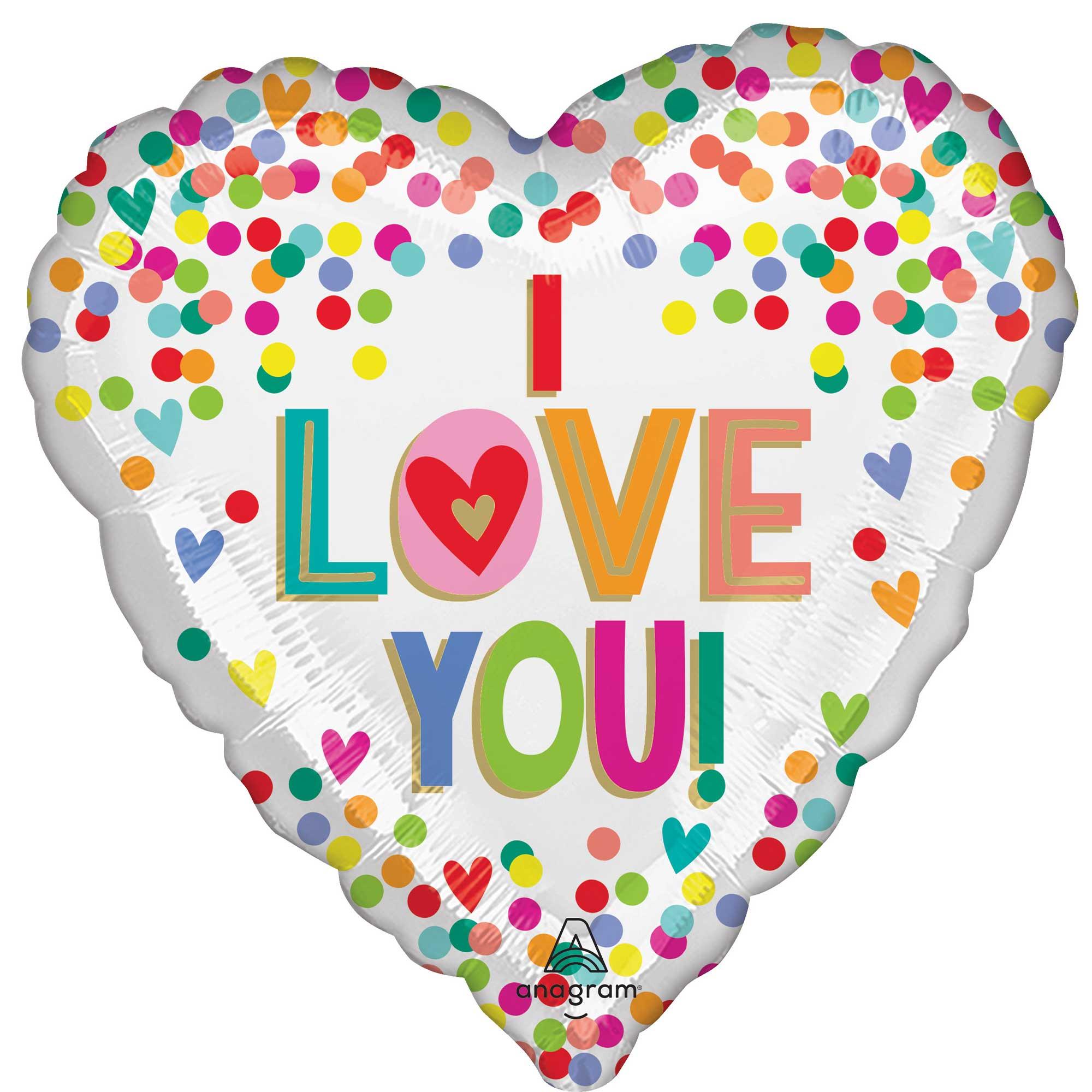 I Love You Rainbow Dots 45cm Foil Balloon