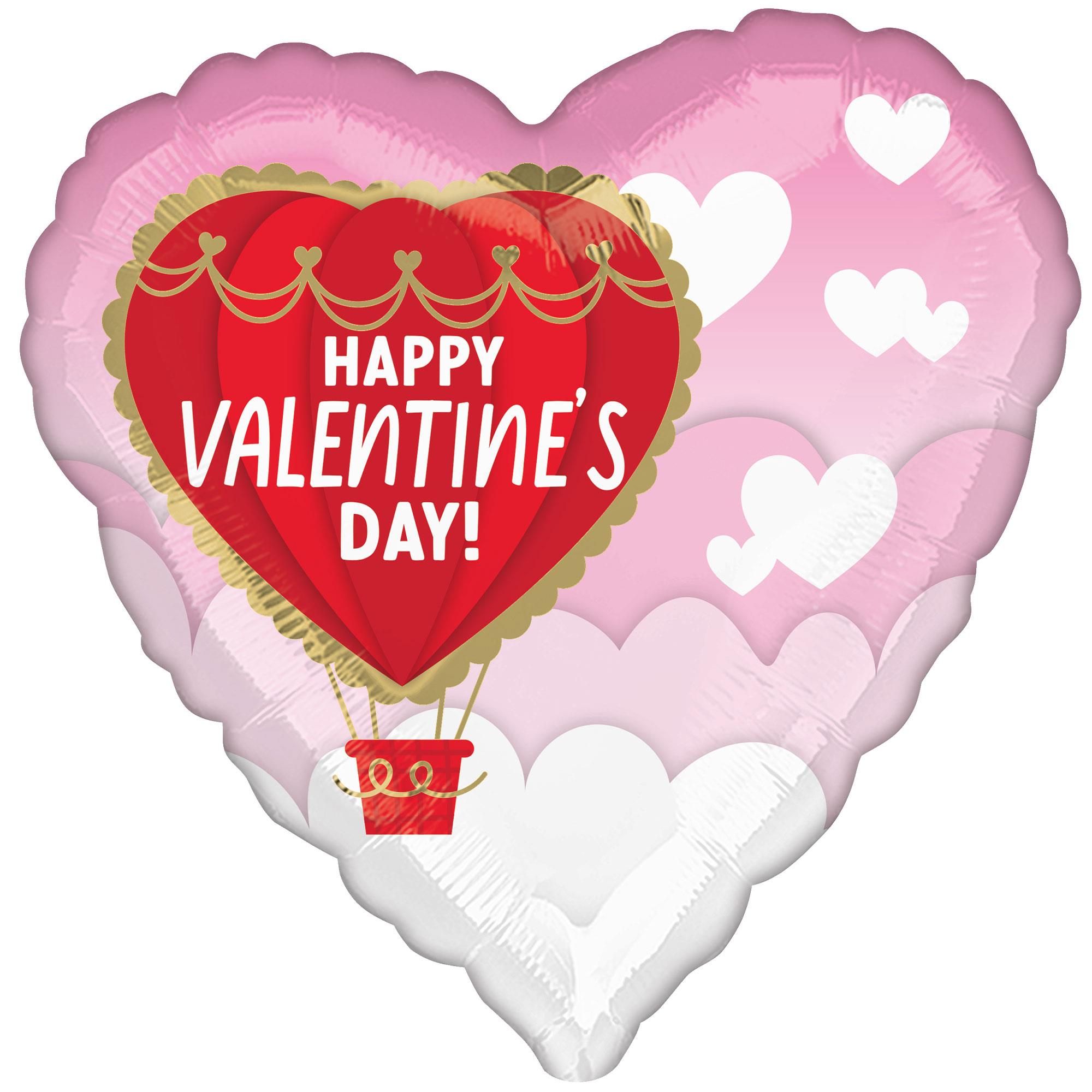 Happy Valentine's Day Hot Air Balloon 45cm Foil Balloon