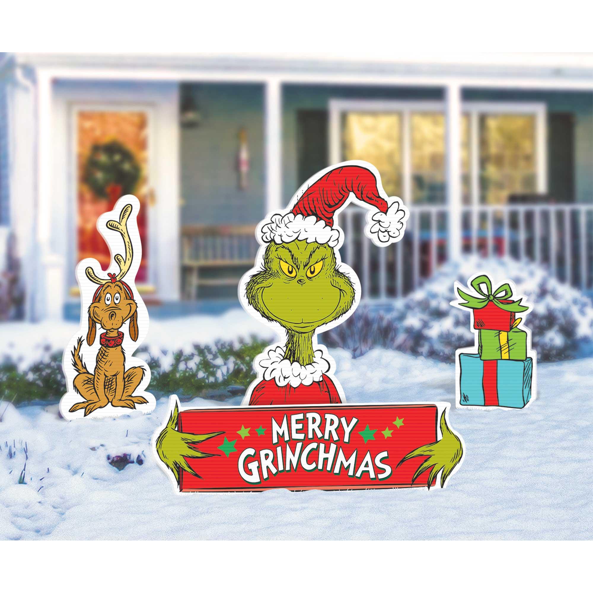 Dr. Seuss The Grinch Merry Christmas Yard Signs Pack of 4