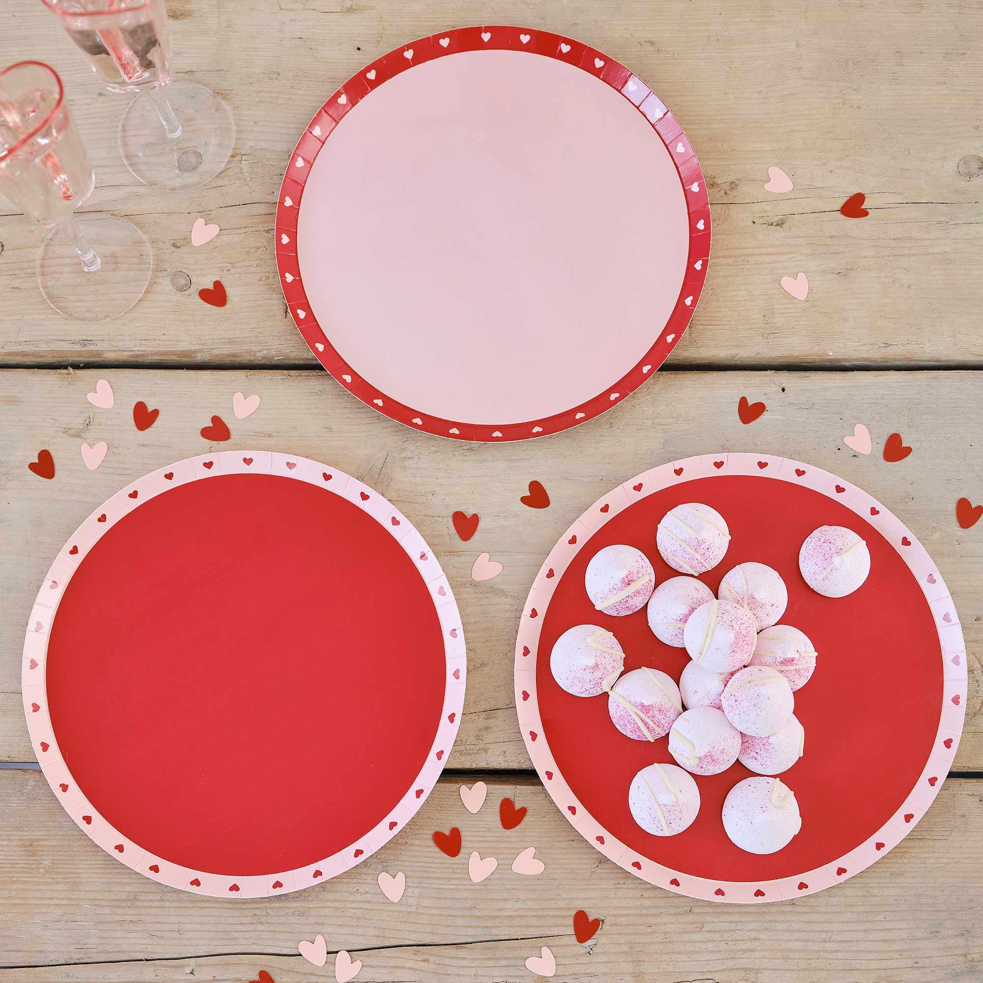 Be Mine Red Pink Valentine's Heart Paper Plates Pack of 8