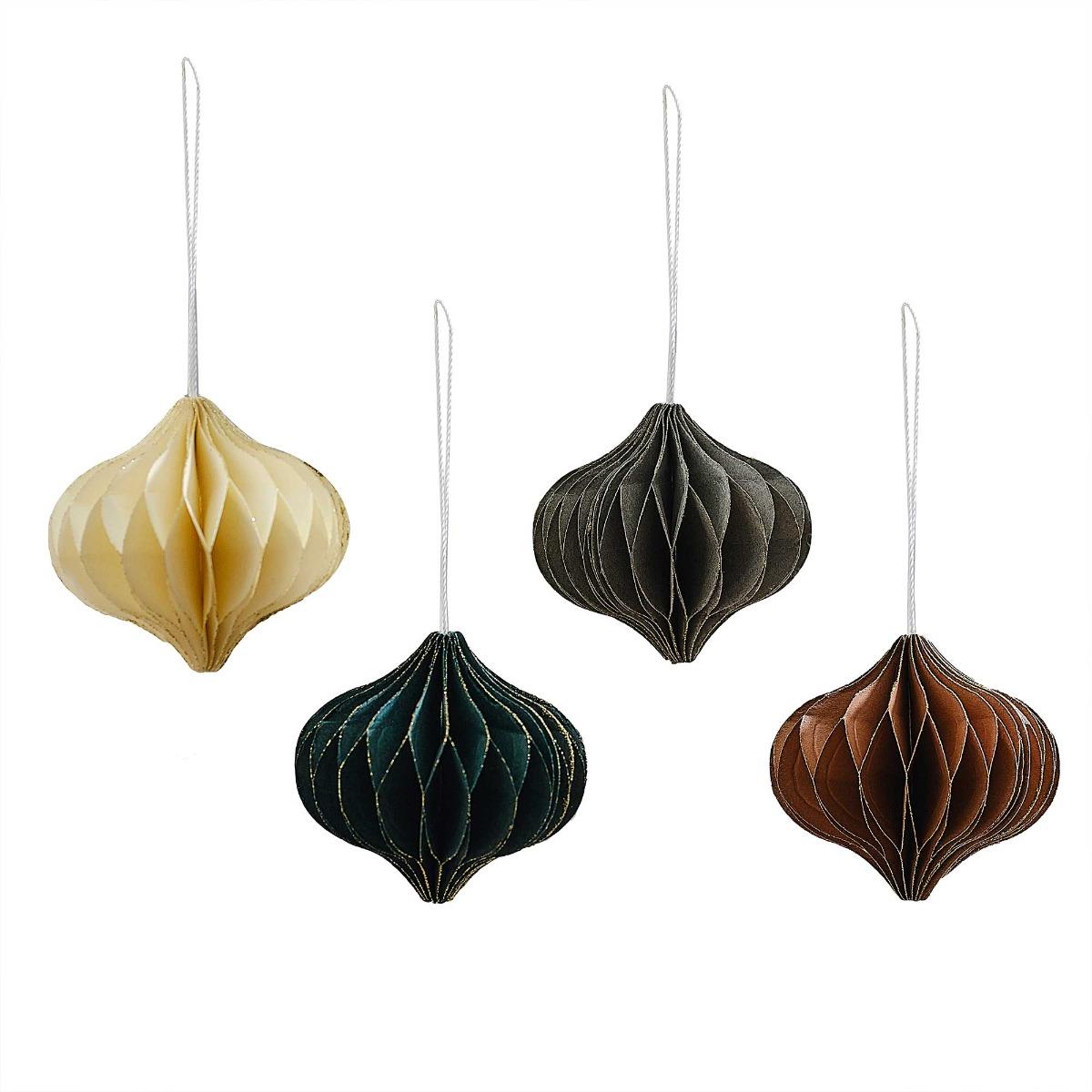Cosy Copper Honeycomb Hanging Christmas Decorations Pack of 4