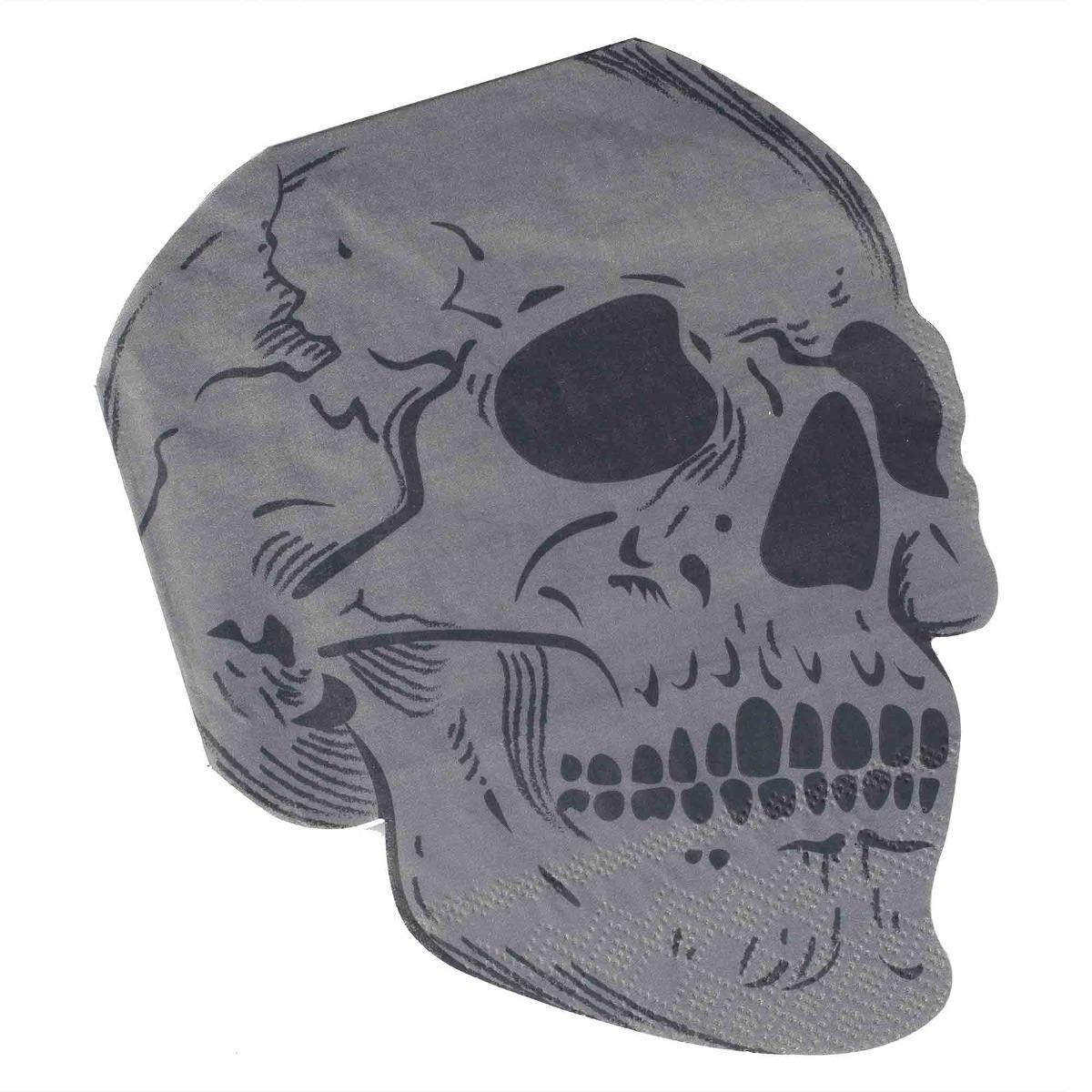 Deadly Soiree Halloween Skull Shaped Paper Party Napkins Pack of 16