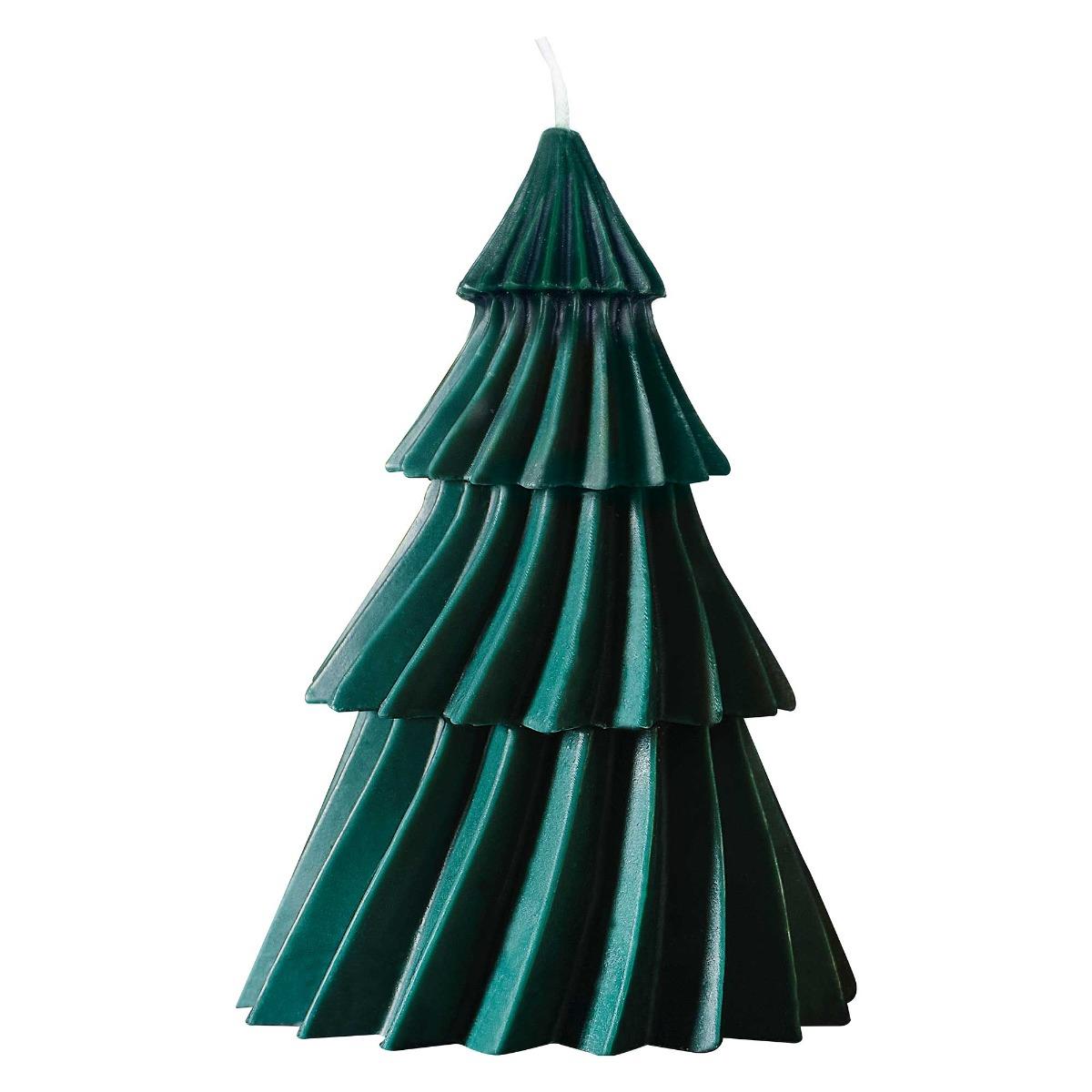 Velvet Luxe Christmas Tree Green Shaped Candle