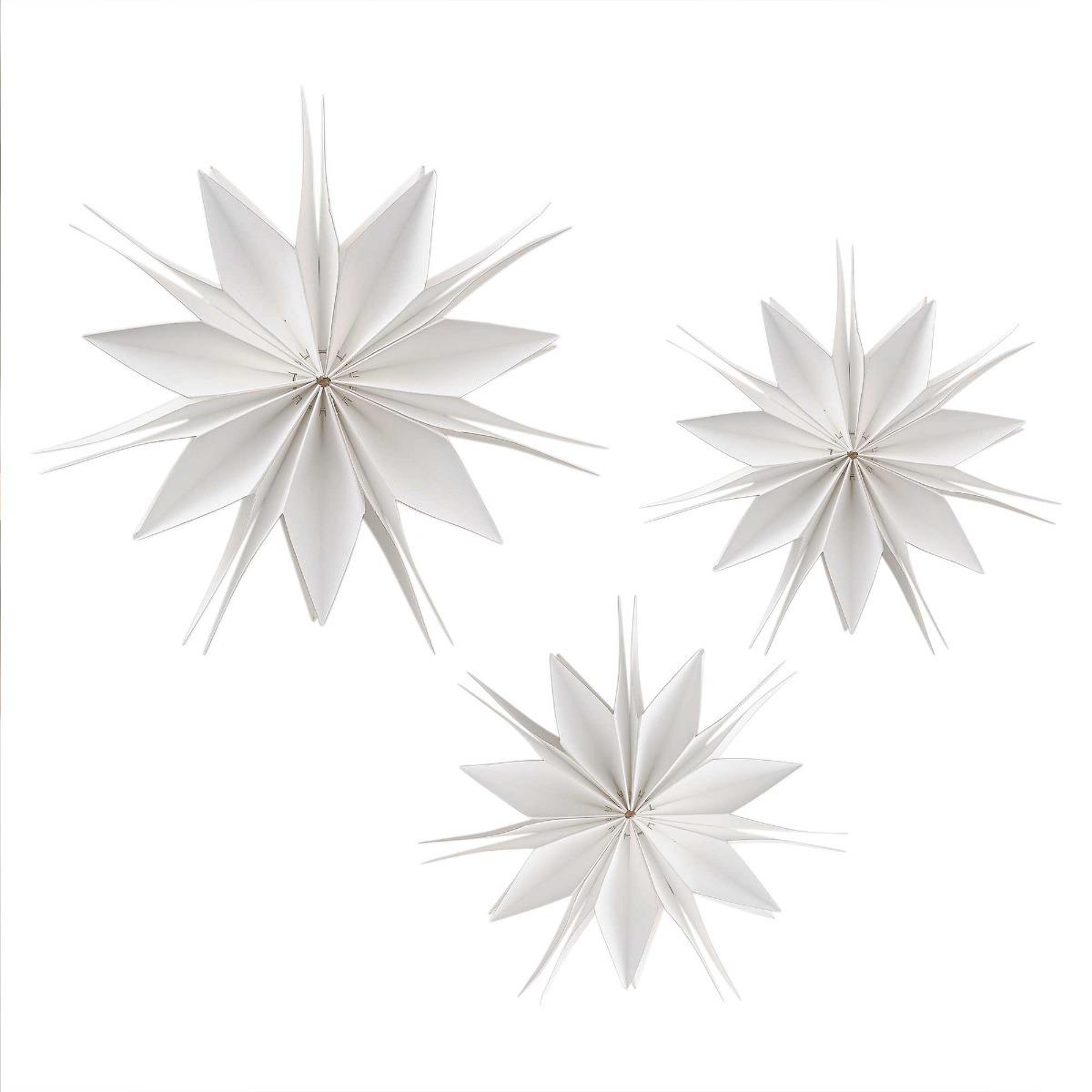 White Christmas Hanging Paper Star Decorations Pack of 3