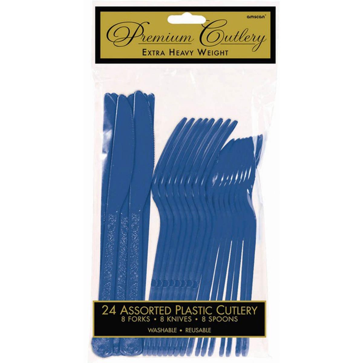 Bright Royal Blue Extra Heavy Weight Premium Cutlery Pack of 24