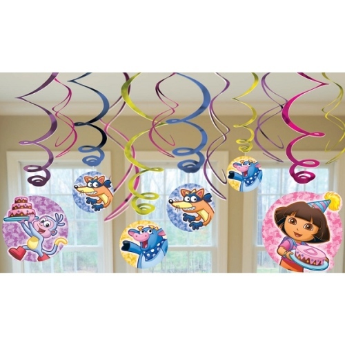 Dora the Explorer Swirl Decorations (Pack of 12)