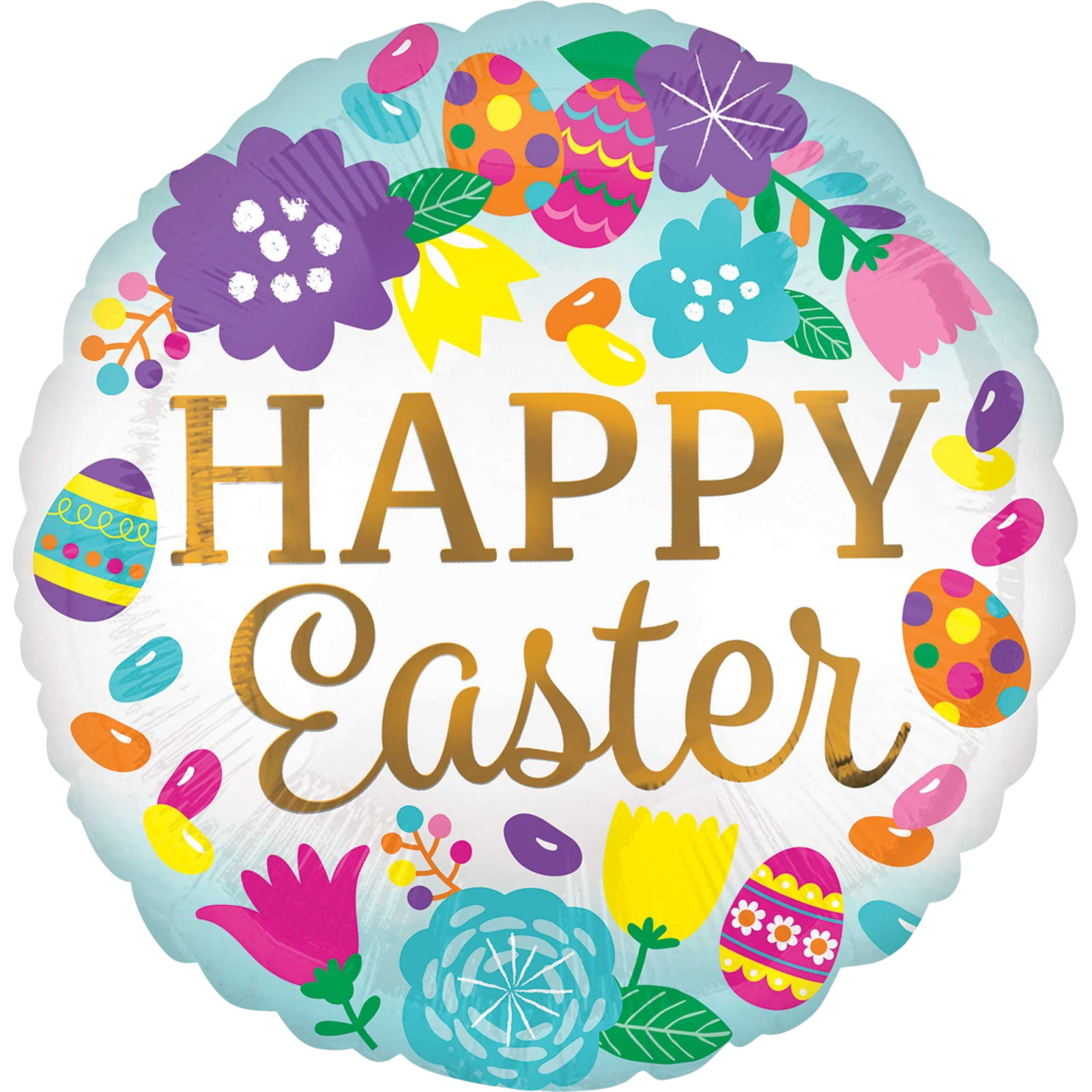 Happy Easter Eggs & Tulips Helium Balloon