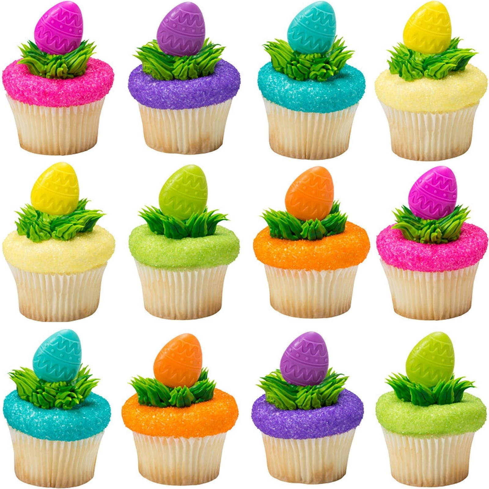 Easter Egg Plastic Cupcake Picks (Pack of 12)